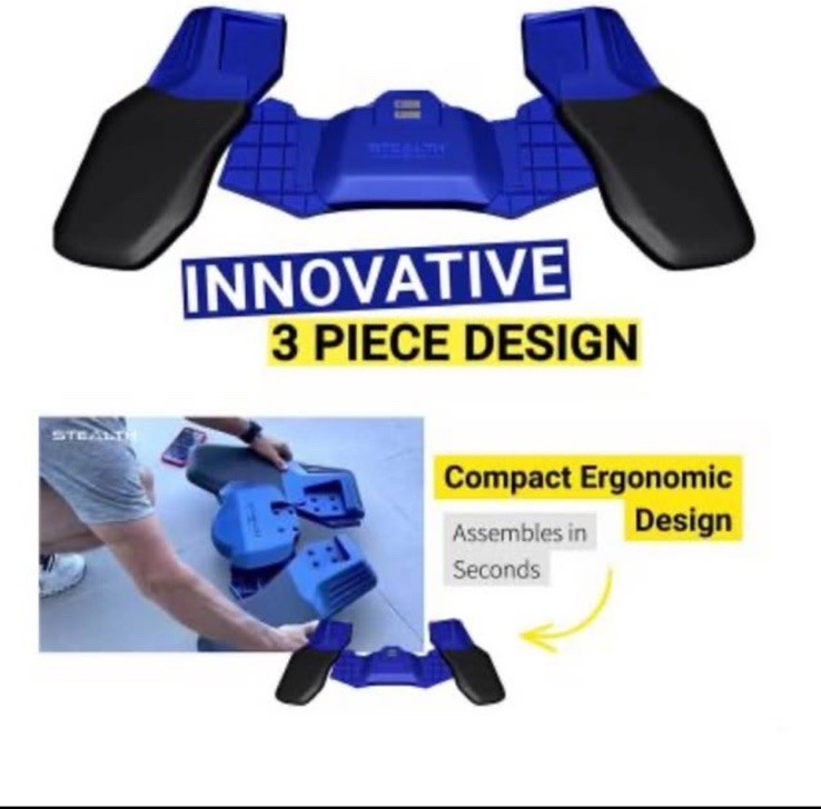 Stealth GO Plank Trainer Non-Slip Padded Core Abdominal Exerciser Blue