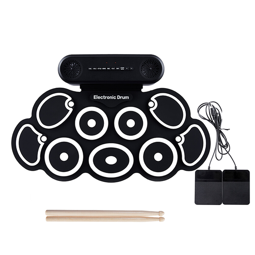 Electronic Drum Set 9 Pads Drum Practice Pad Kit Roll-Up Electric Drum Set ﻿
