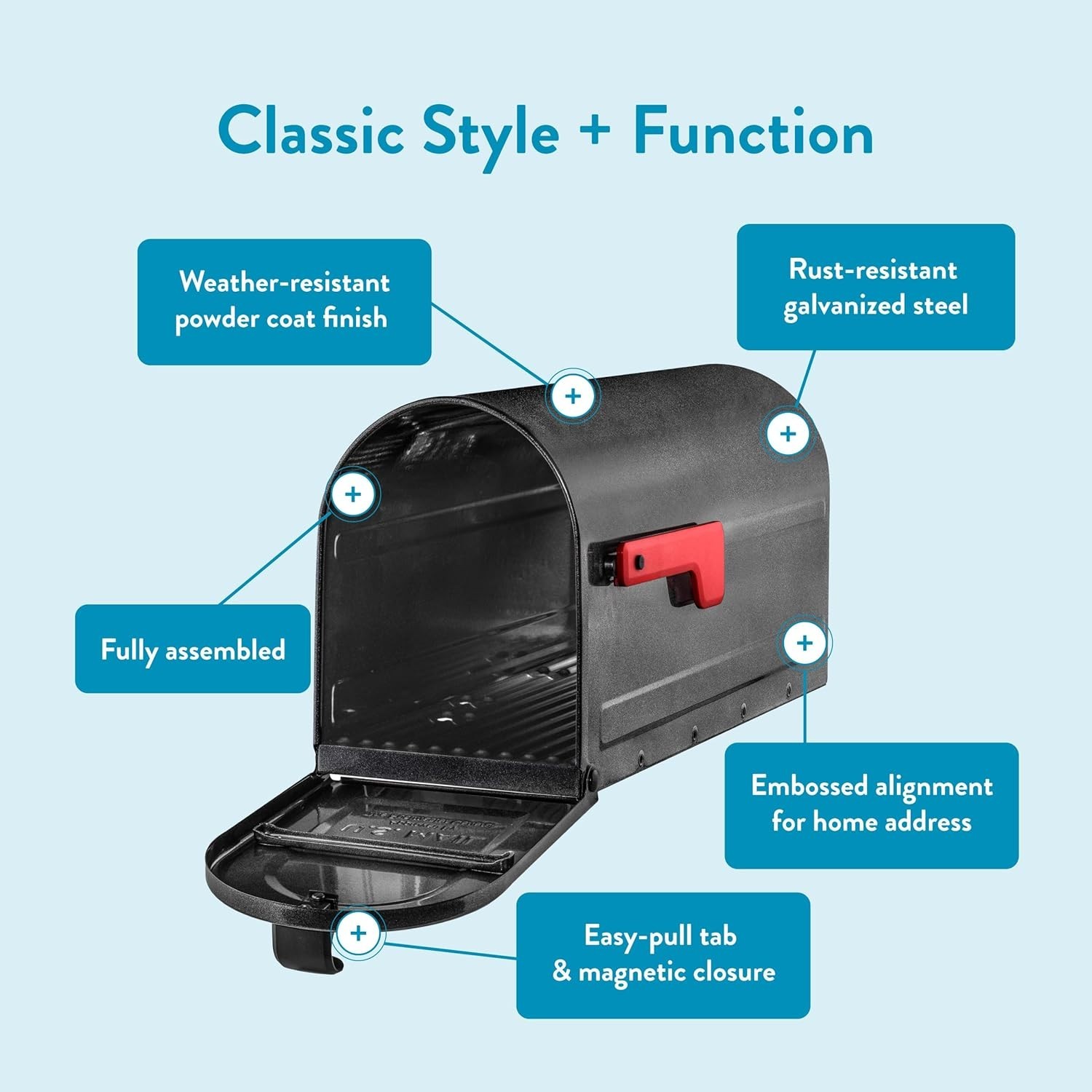 Sleek Medium Pewter Mailbox - Post Mounted, Rust Resistant with Address Display