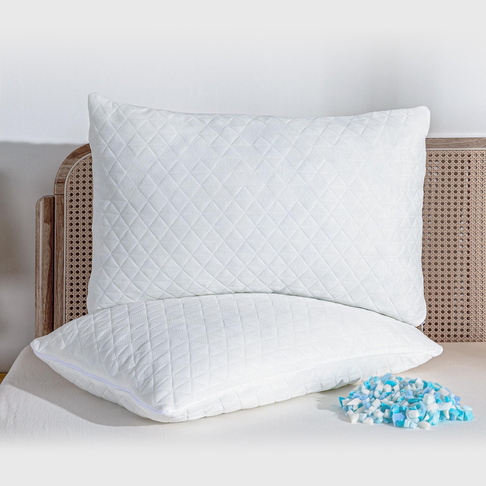 Sleep Shredded Memory Foam Pillows, Adjustable Bed Pillows for Side, Back or ...