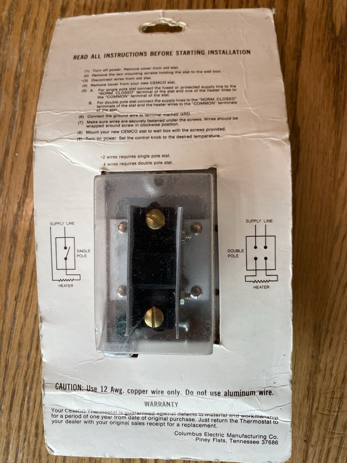 Columbus Electric universal heating thermostat for all 120-277 volt single pole