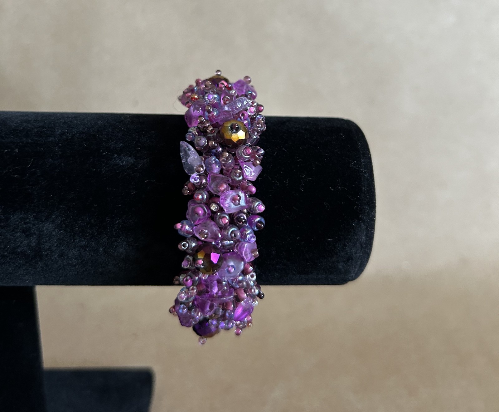Retro Multi color -PURPLE Glass bead braided handmade Bracelet size 7"