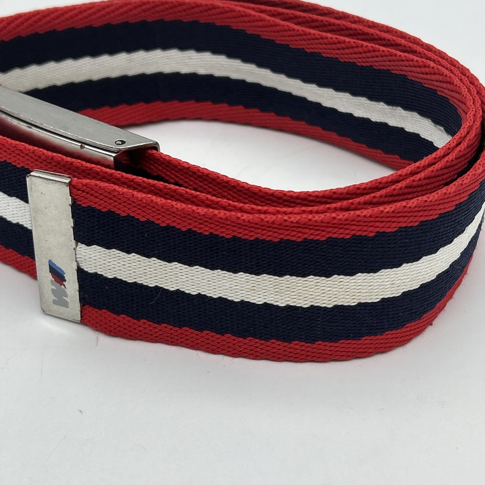 BMW Motorsport Men's Belt 115cm Webbing Metal Buckle Red White Blue