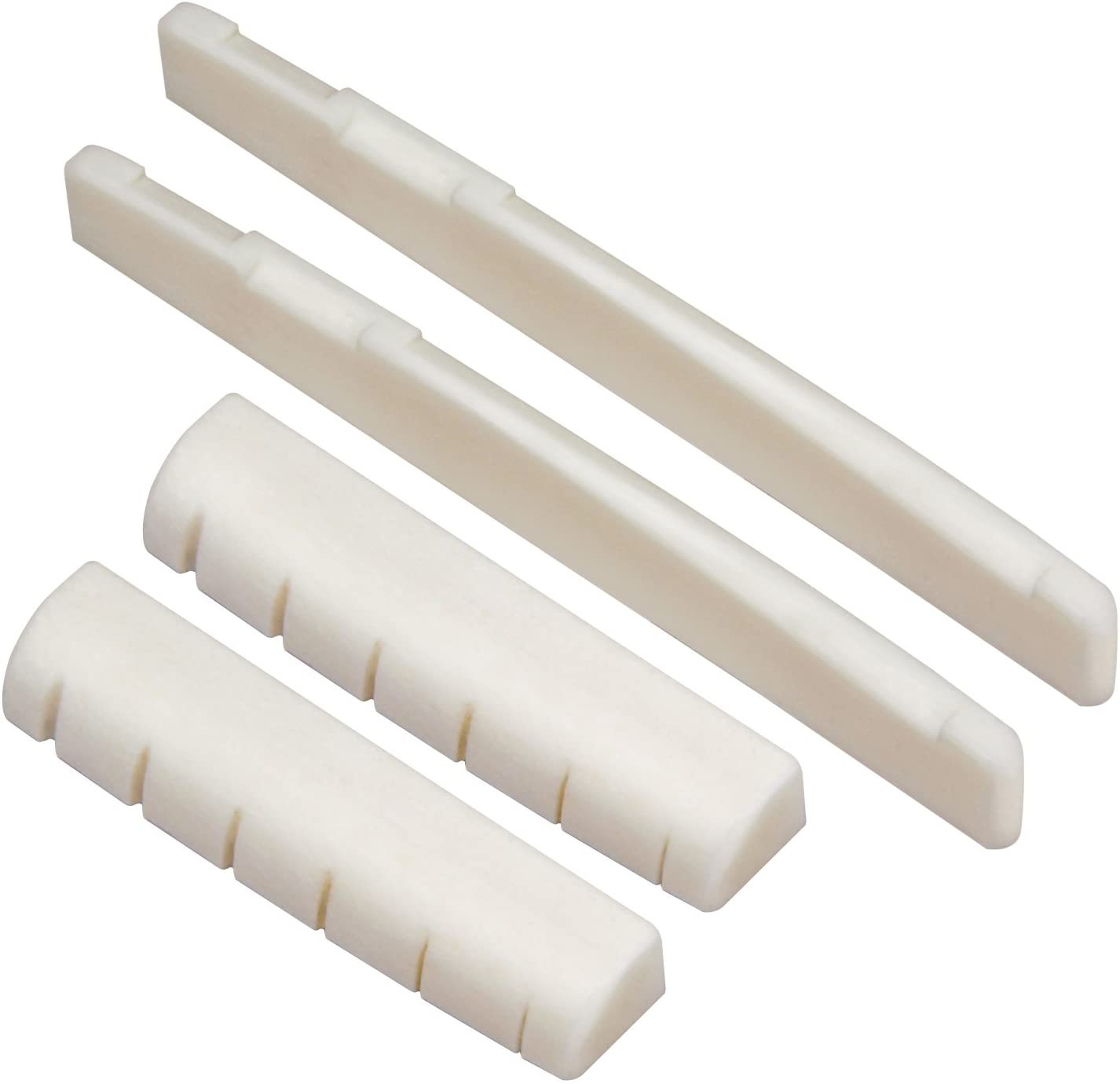 2 Sets 4Pcs 6 String Acoustic Guitar Bone Bridge Saddle and Nut