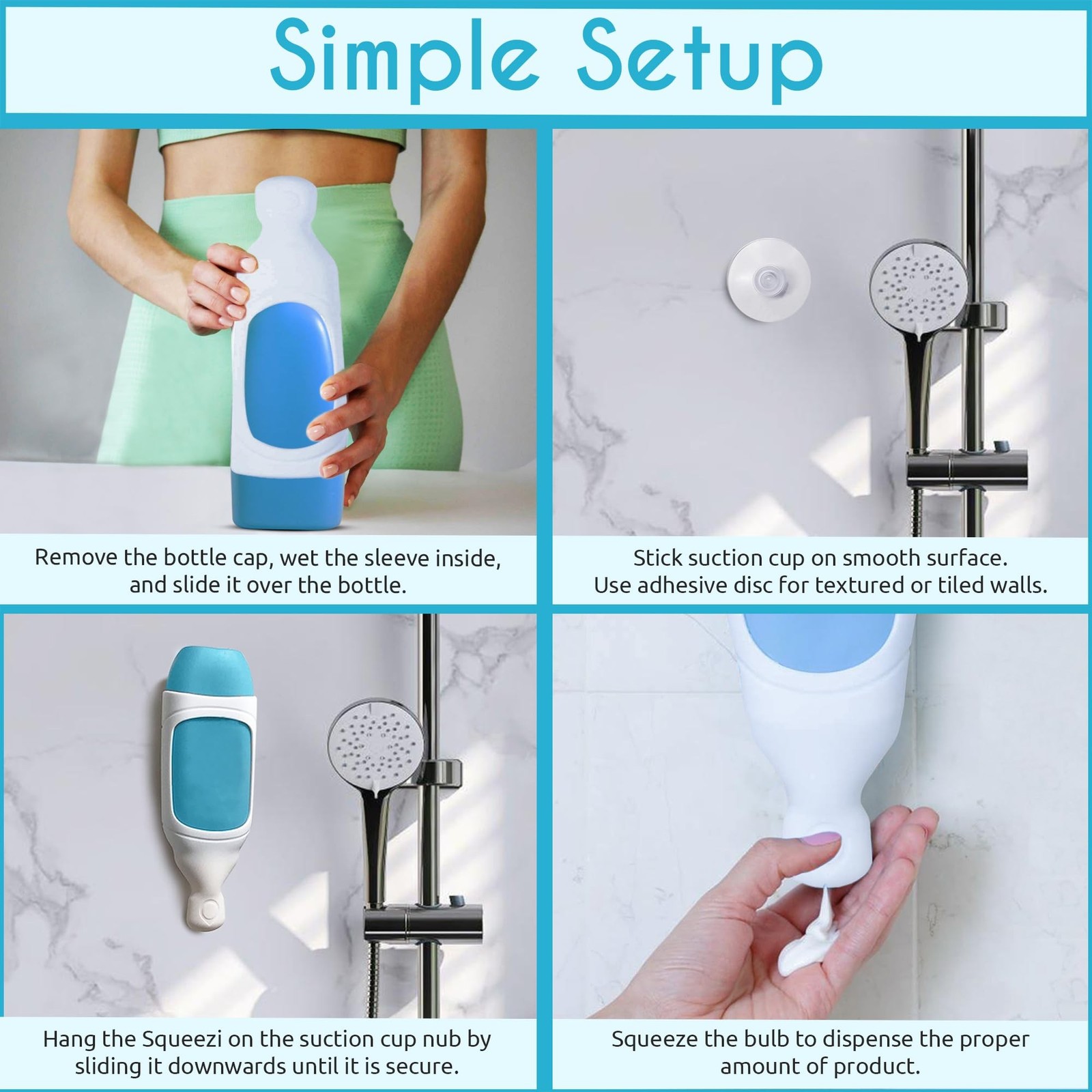 Squeezi 2 Unit Pack (Bright White) Wall Mounted Shower Dispenser and Organize...