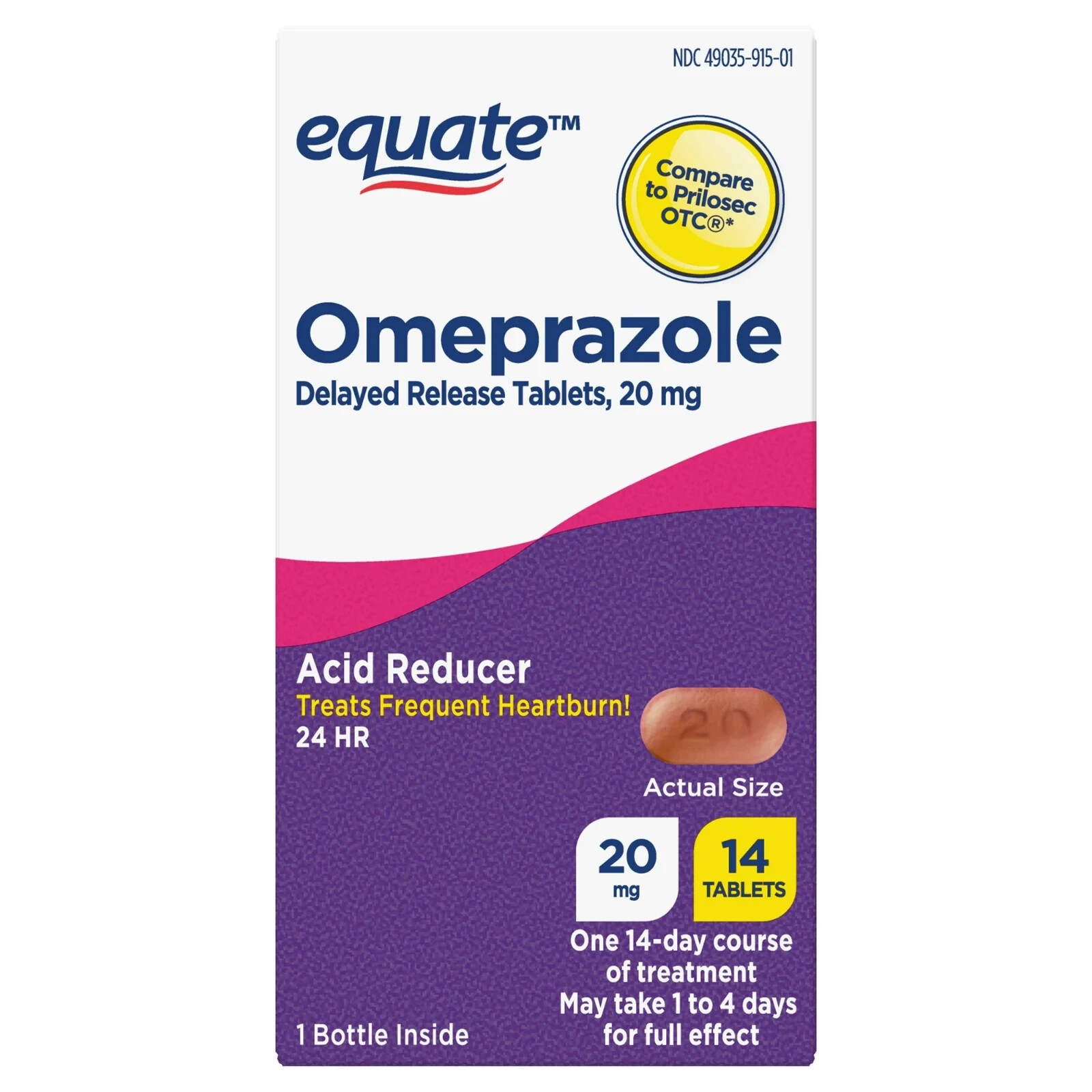 Equate Omeprazole Delayed Release Tablets 20 mg, Frequent Heartburn