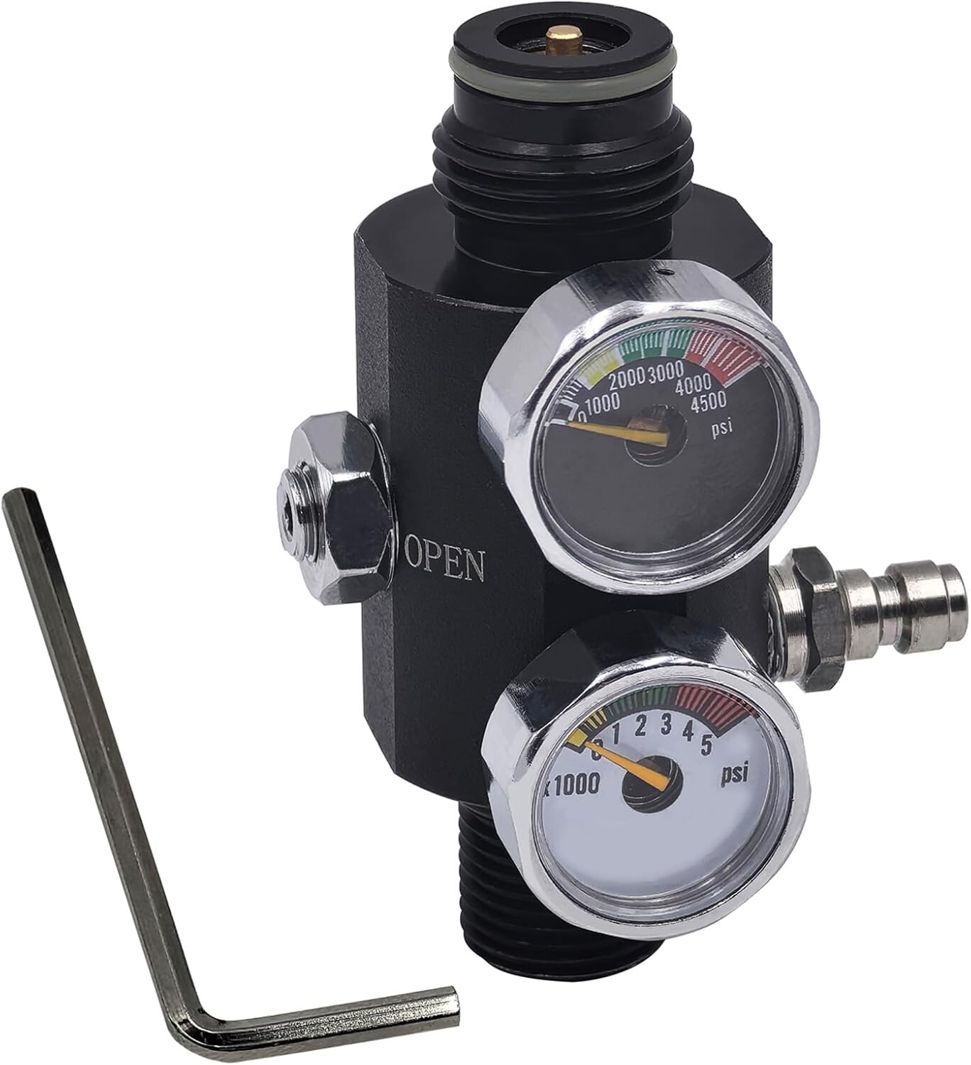 Adjustable Compressed Air Regulator Dual Gauge Pneumatic Air Valve Input 4500...