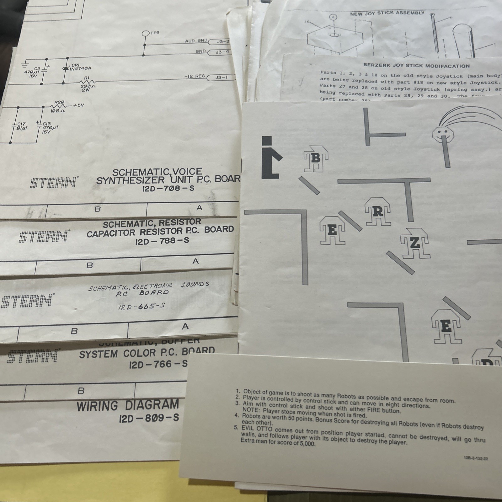 Original Factory Berzerk Stern arcade Video game Owners manual