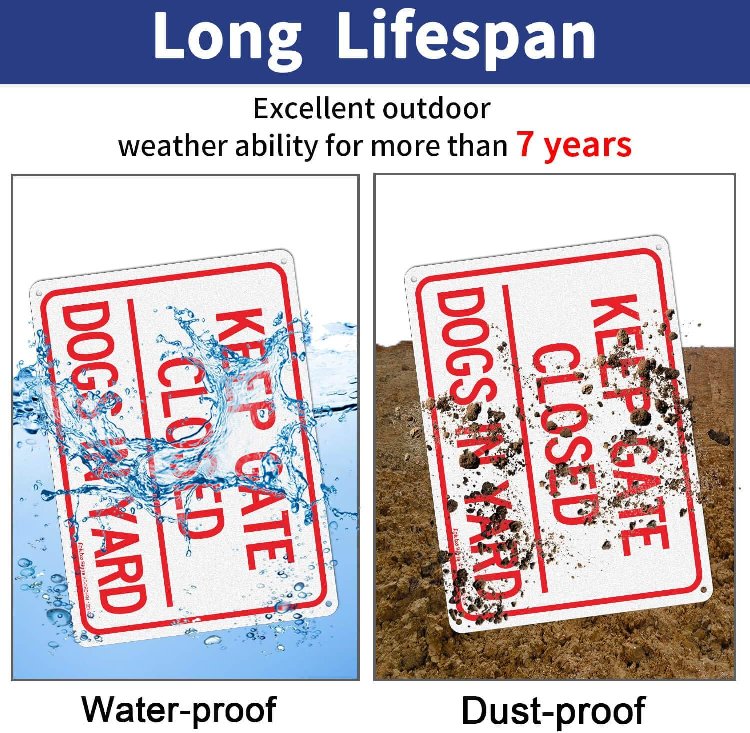 (2 pack) Keep Gate Closed Dogs in Yard Sign, 10 x 7 Inches rectangle, .040 Ru...