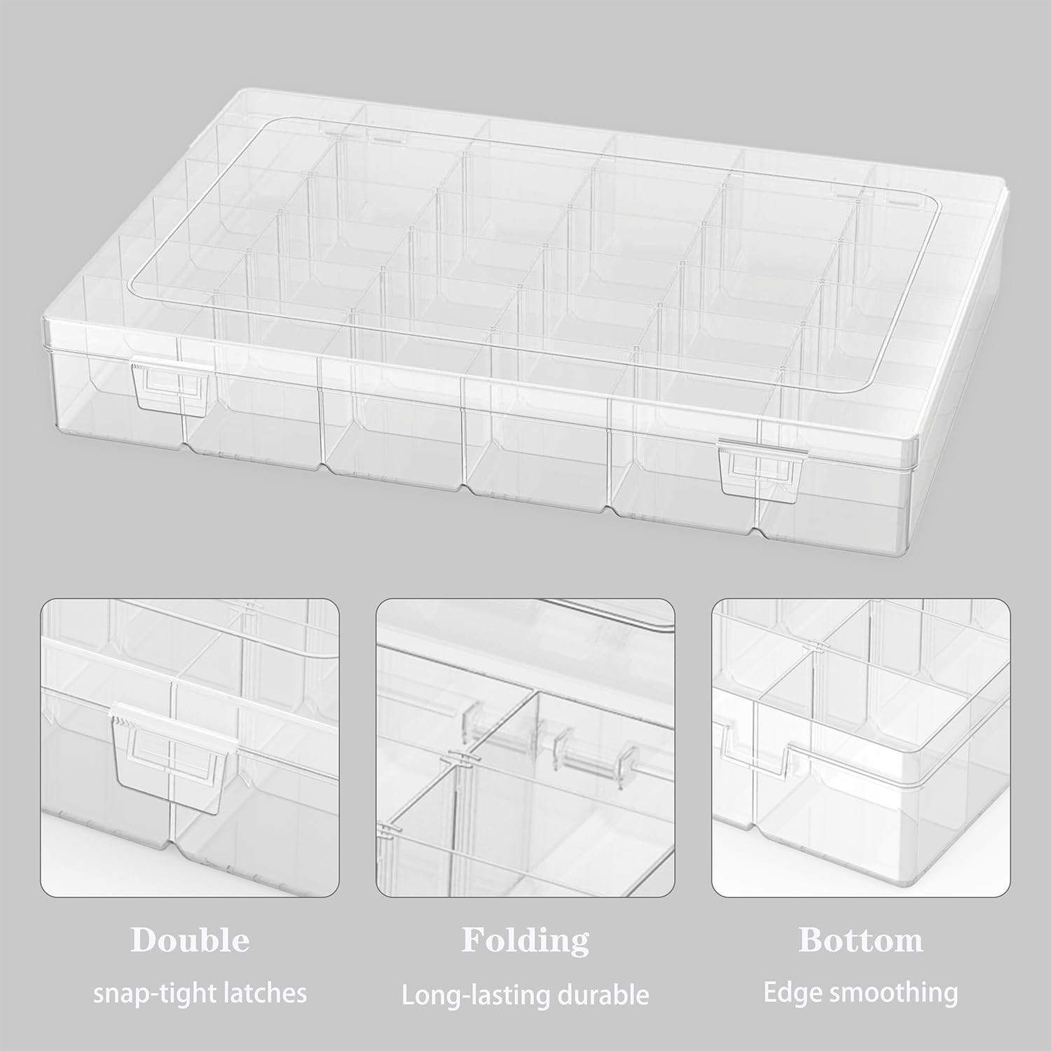 2 Pack Plastic Organizer Container Box, 36 Grids Clear Transparent