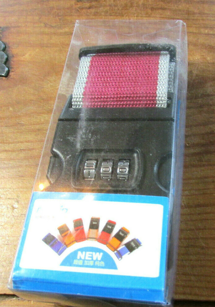 NIP BURGUNDY AND TAN LUGGAGE STRAP WITH COMBINATION LOCK SUITCASE SECURITY