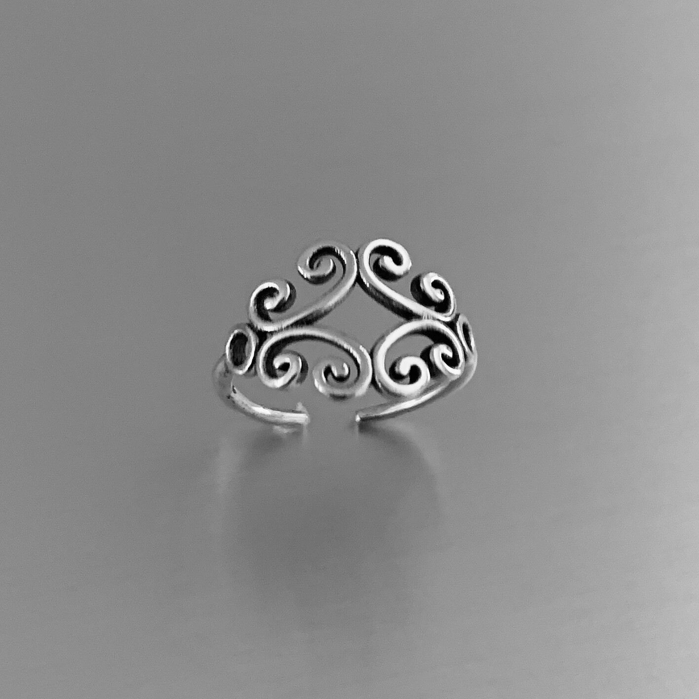 Sterling Silver Swirly Toe Ring, Silver Rings, Swirl Ring, Boho Ring