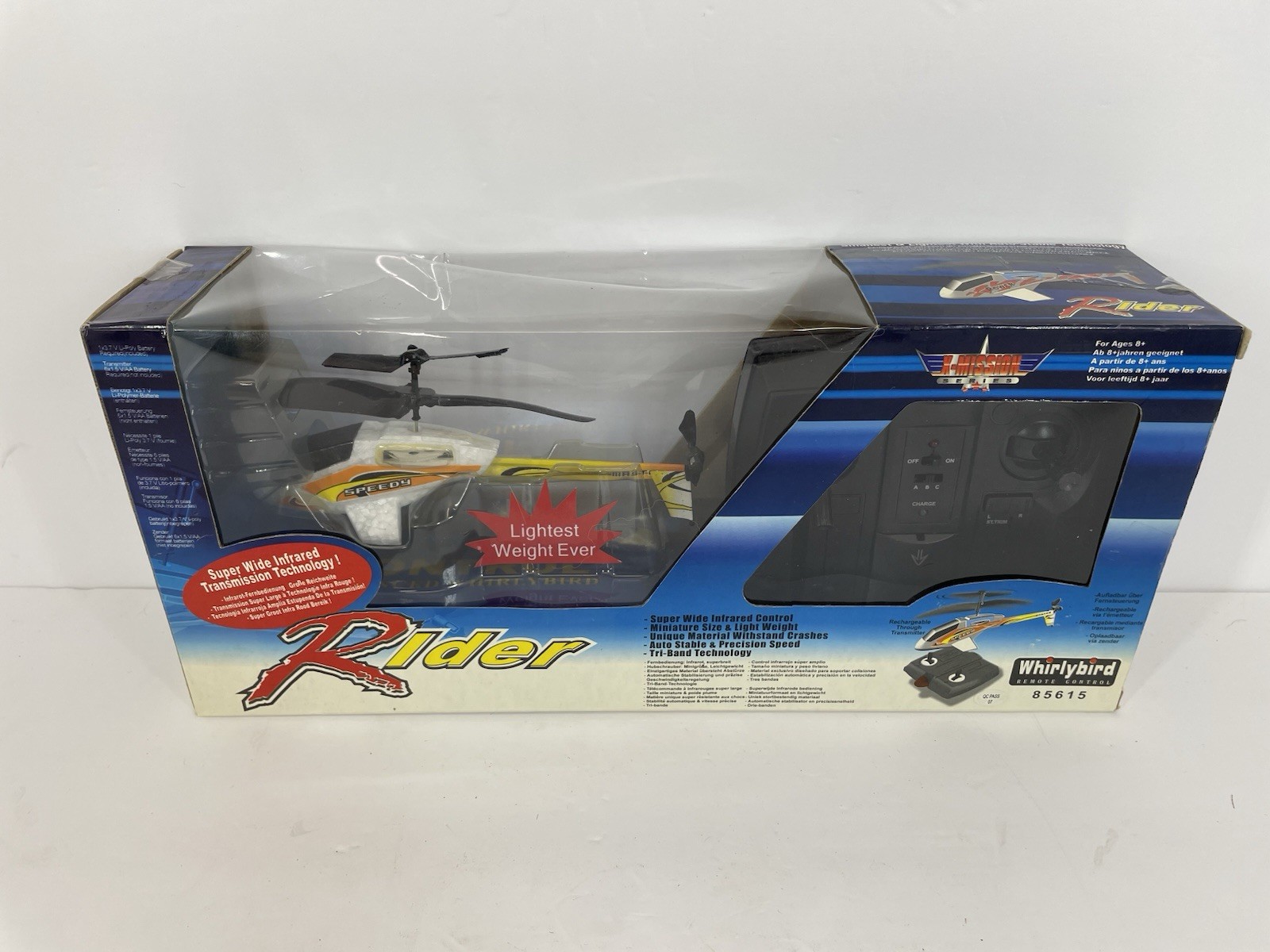 Whirlybird Remote Control Helicopter X-mission Series Rider 85615 New Sealed