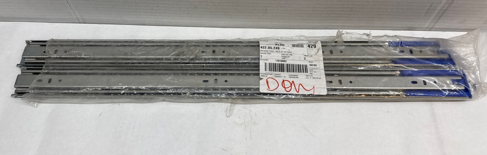 Hafele 422.05.249 Accuride 3932 EC Full Extension Ball Bearing Runners