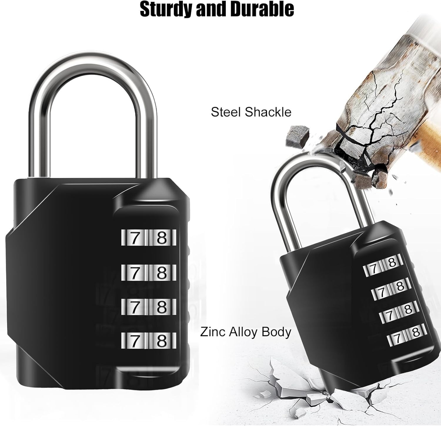 Waterproof 4-Digit Combination Lock for Gates, Lockers, Toolbox, 1PC Black