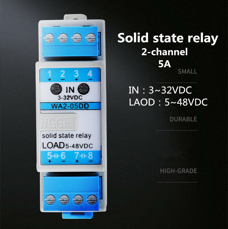 Rail type WA2-05DD 2-channel PNP/NPN 5A 12V solid state relay 3-32VDC/5-48VDC