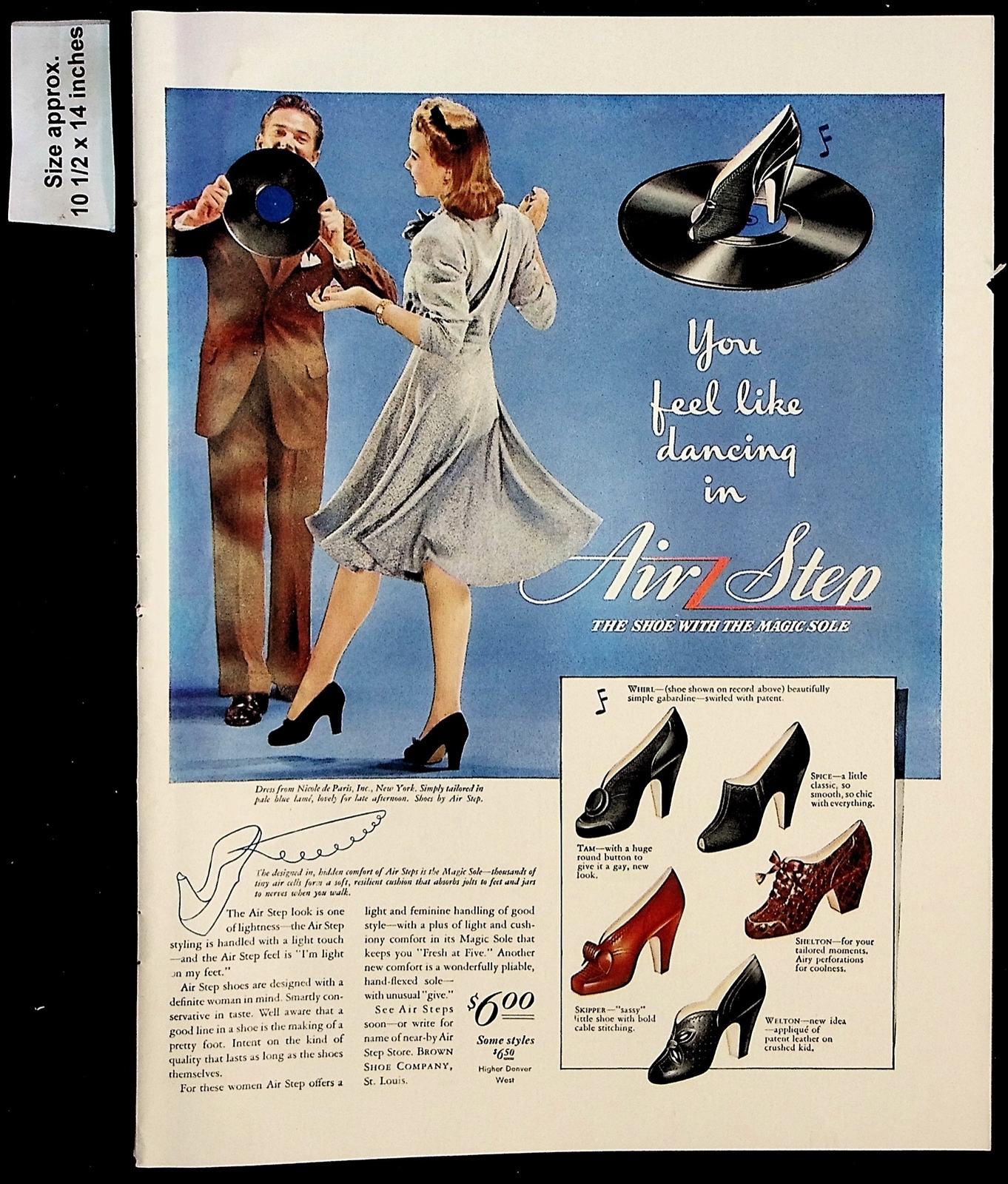 1941 Air Step Shoes Magic Sole Women Heels Fashion Light Vintage Print Ad 39864
