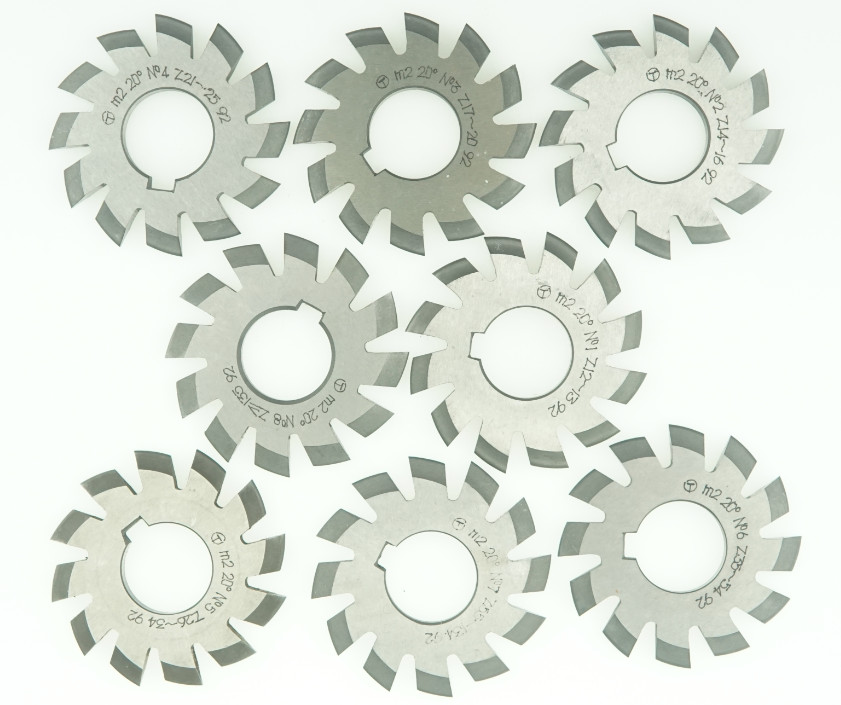 0.3~8 PA20 Bore16~135 1#2#3#4#5#6#7#8# Involute Gear Cutters Module 8Pcs/Set