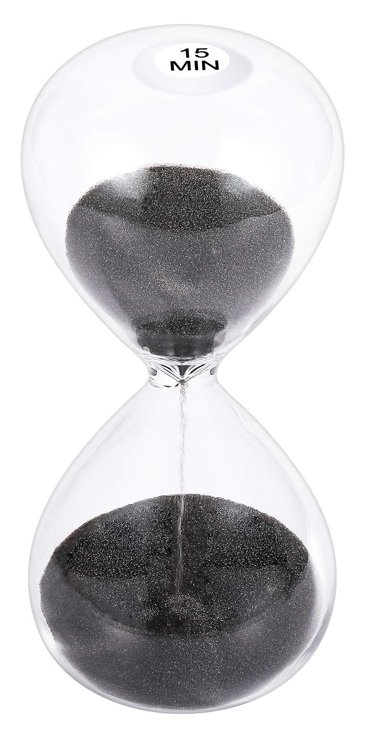 Sand Timer 15 Minute Hourglass: 5.1 Inch Black Sand Clock, Large Sand Watch 1...