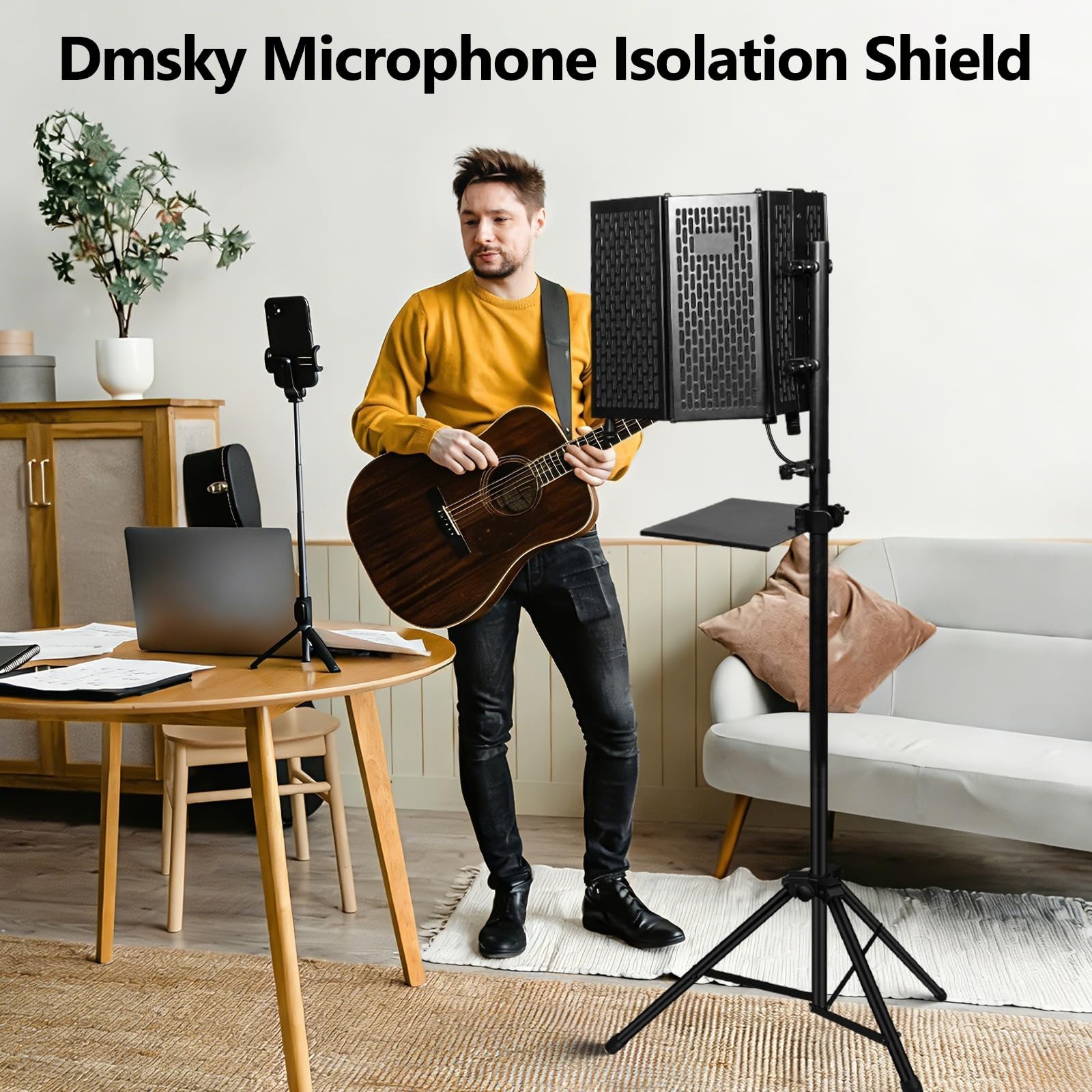 Dmsky Microphone Isolation Shield with Pop Filter & Tripod Stand