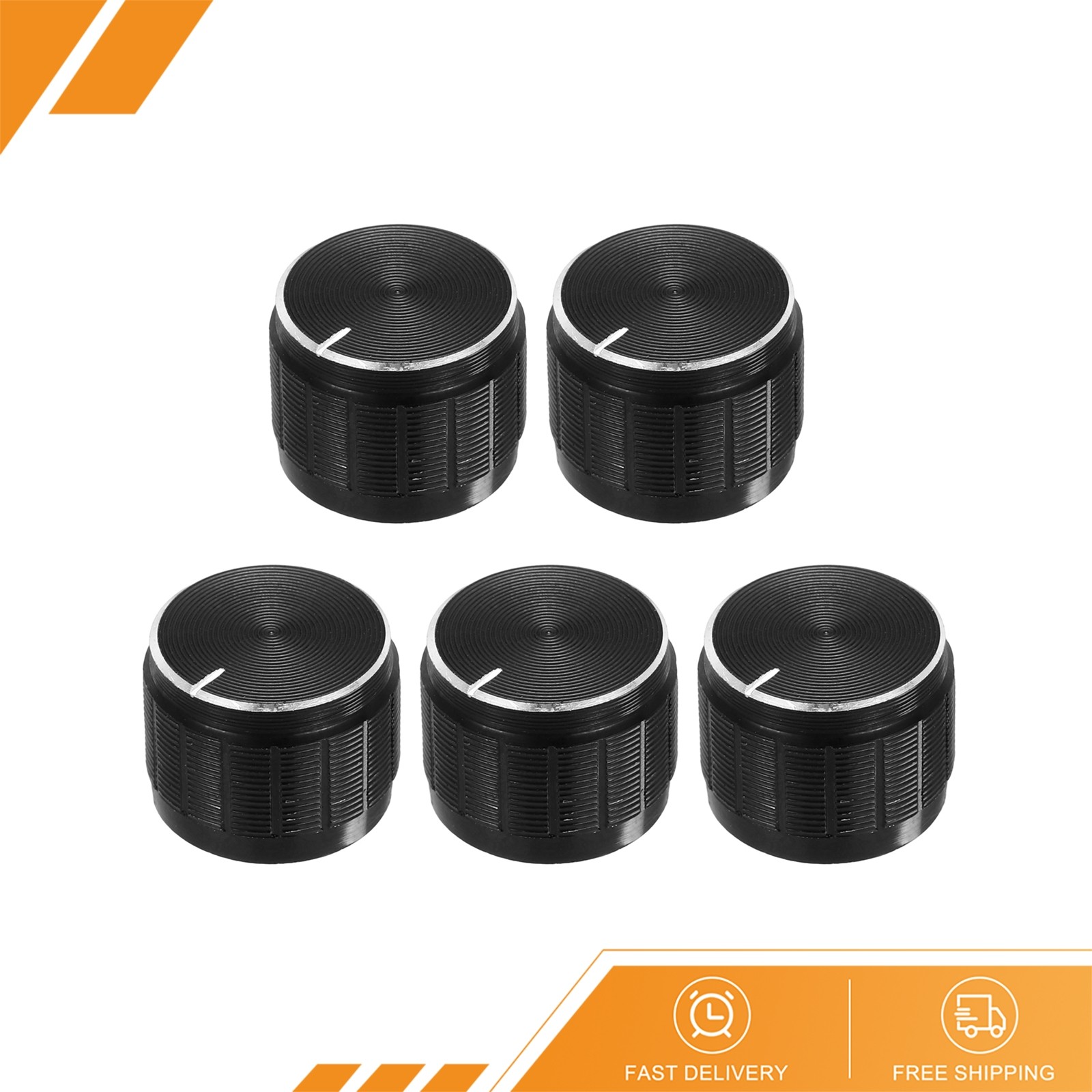5 x Potentiometer Knob Knurled Shaft Black 6mm Rotary Knob 17x13mm
