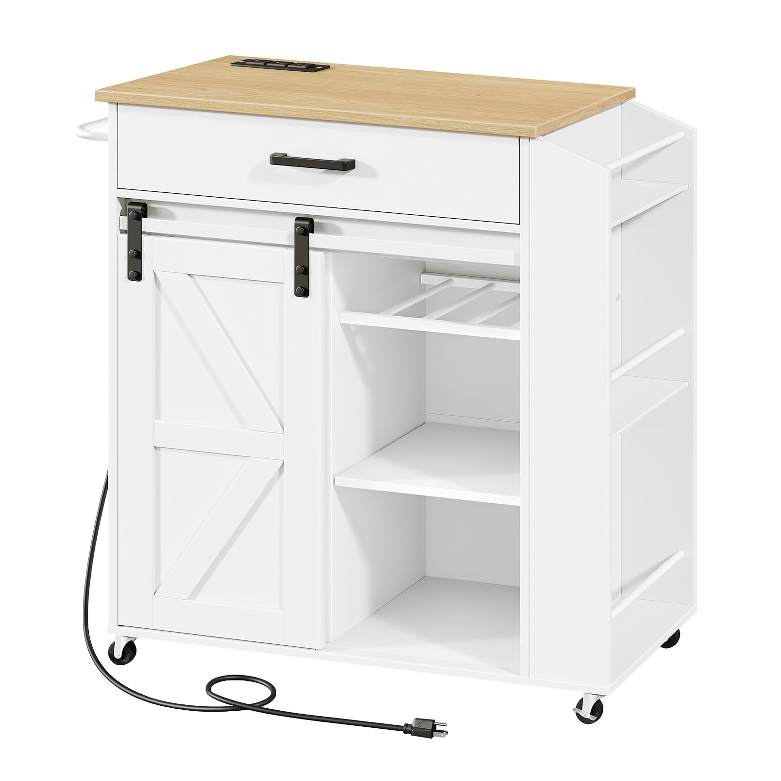 Kitchen Island on Wheels, Rolling Island Cart with Power Outlet, Kitchen Stor...