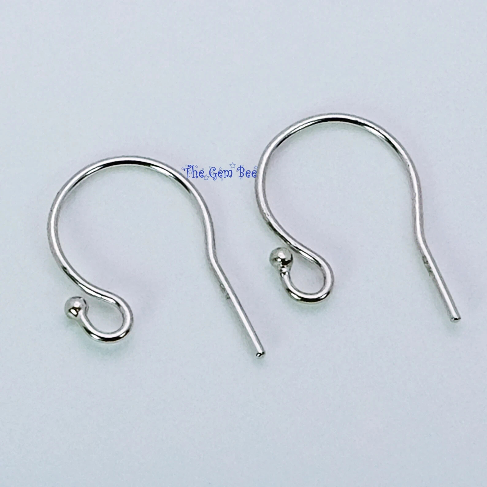 18K Solid White Gold 21 Gauge Earwire with Ball Ends 12.5mmx15mm