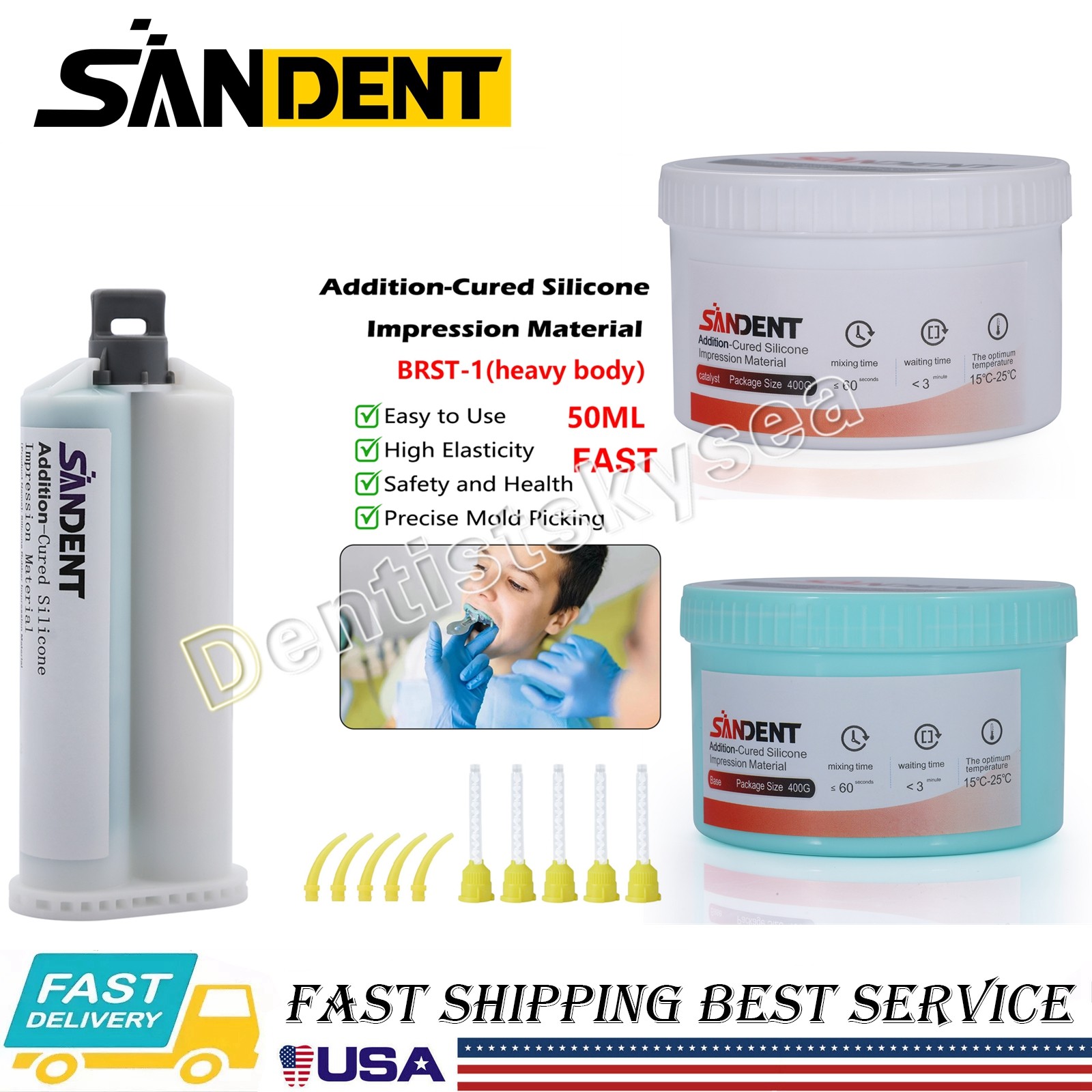 SANDENT Dental Impression Material Silicone Putty Heavy Body Fast Set
