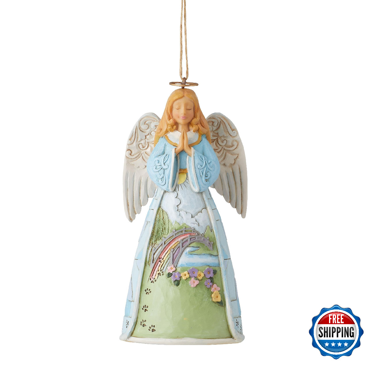 Enesco Jim Shore Heartwood Creek Rainbow Bridge Angel Pet Bereavement Hanging Or