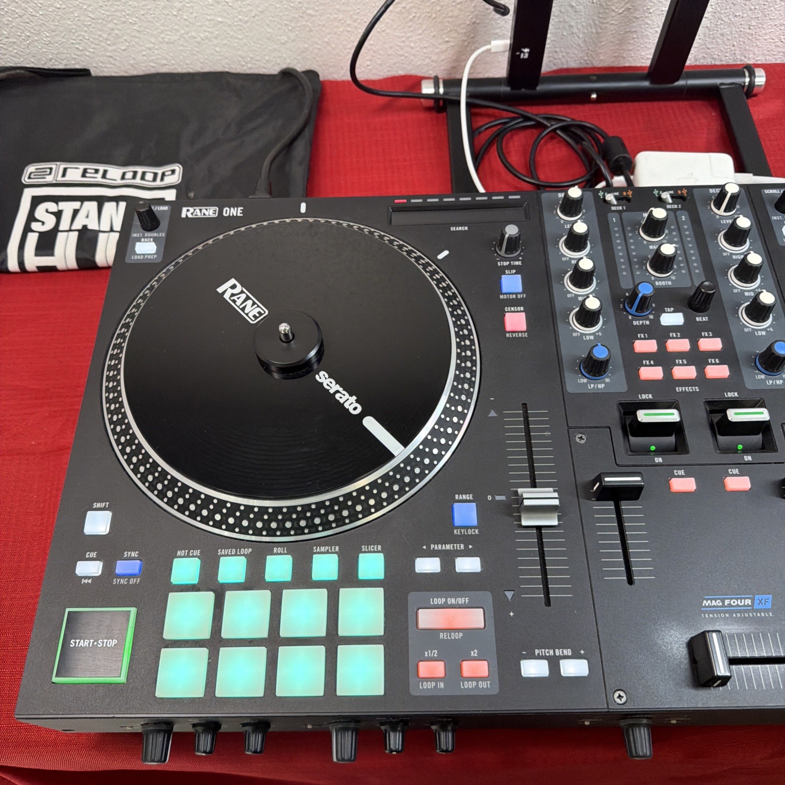 RANE ONE Professional Motorized DJ Controller for Serato + Reloop Stand Hub