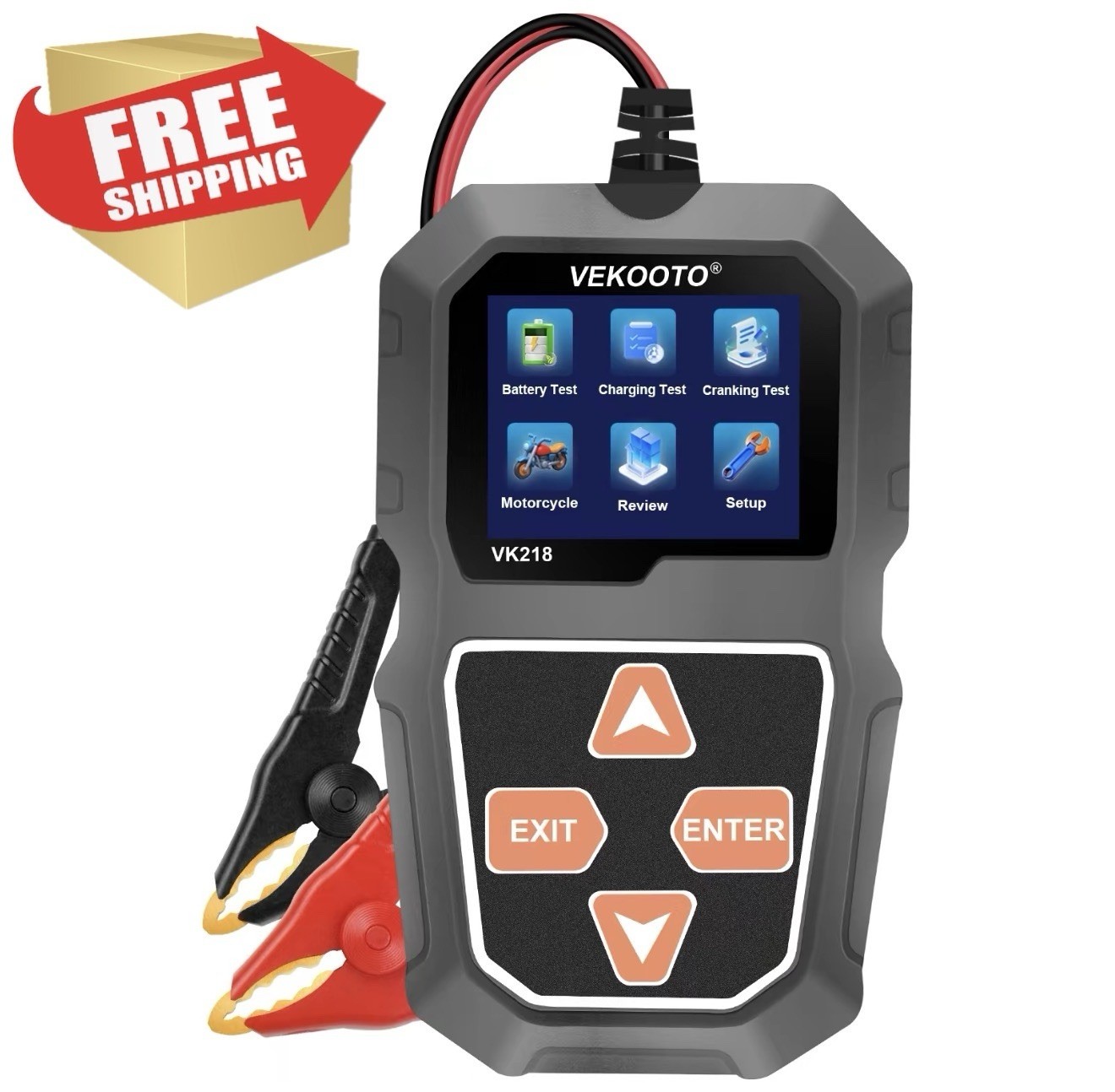 VEKOOTO VK218 6V/12V Car Battery Tester for 11.97 cubic inches, Black