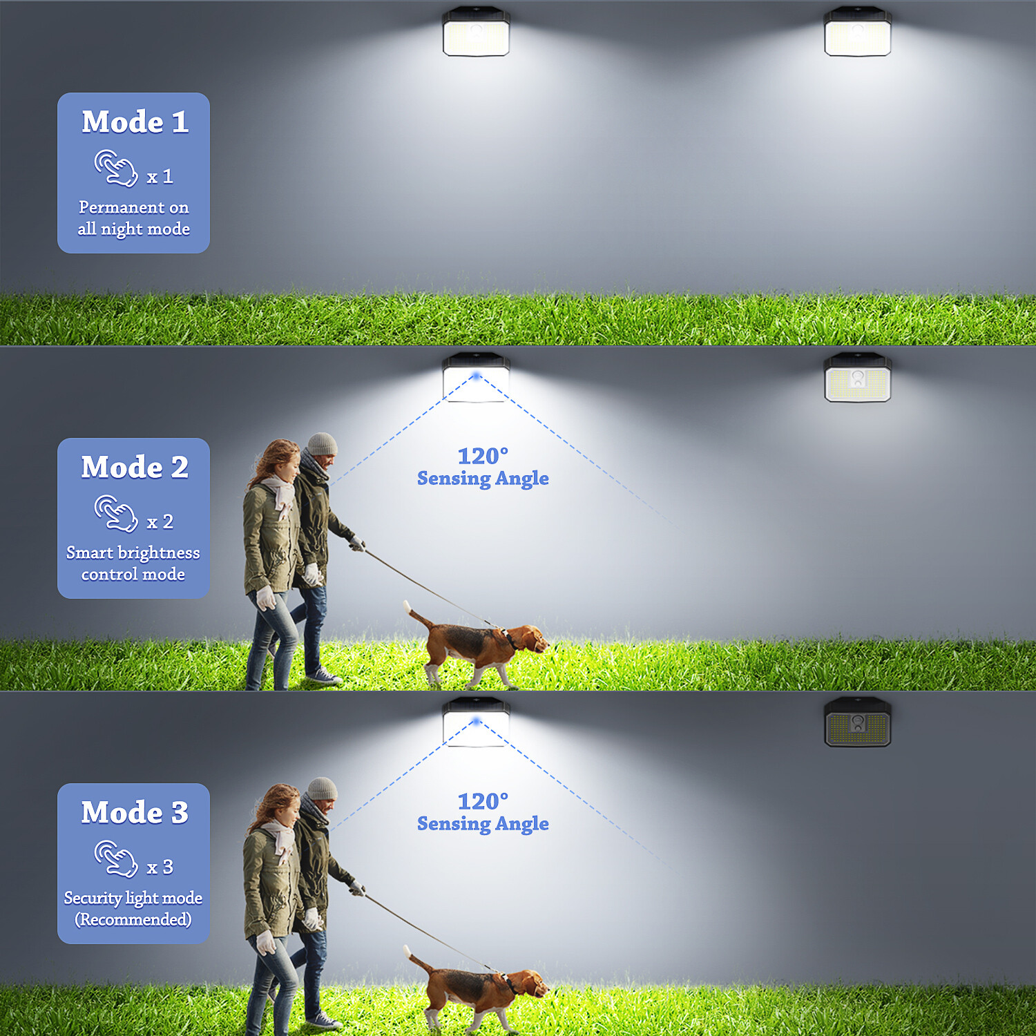 4Pack 168 LED Solar Wall Lights Outdoor PIR Motion Sensor Garden Security Lamp