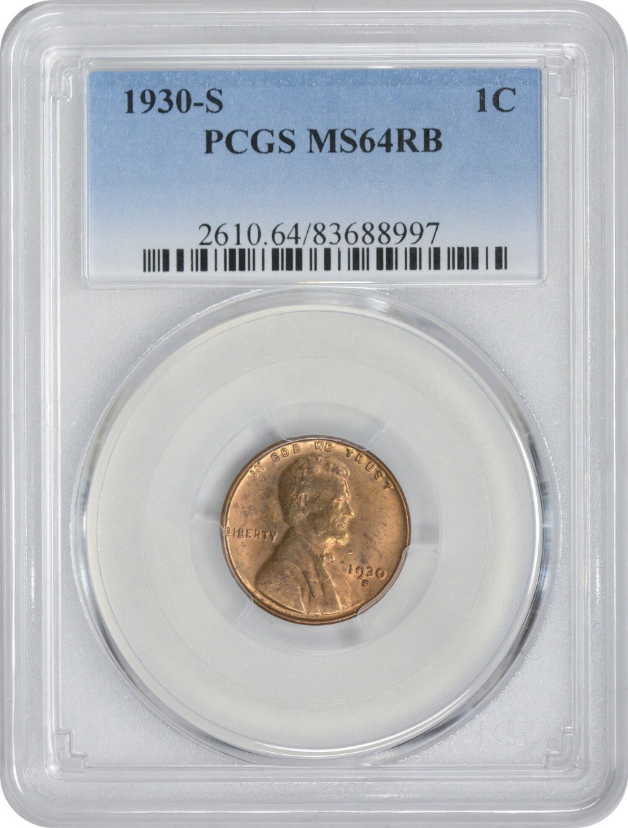 1930-S Lincoln Cent MS64RB PCGS