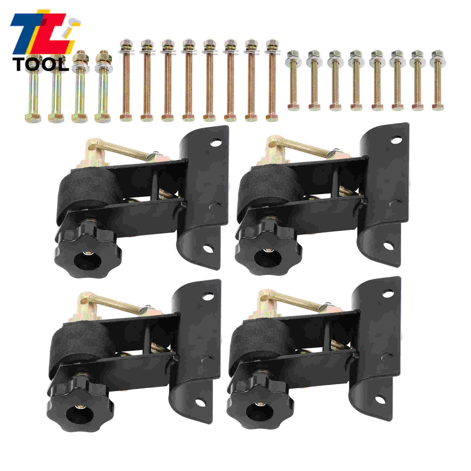 4 PCS 1.5in x 7.5ft Black Ladder Rack Ratchet Straps 500 lbs 2" Round Tube Mount