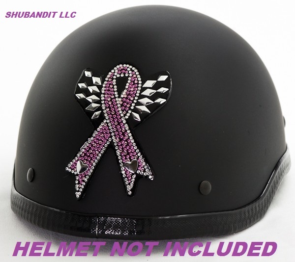 USA motorcycle pink ribbon cancer Rhinestone Helmet peel stick patches #1113