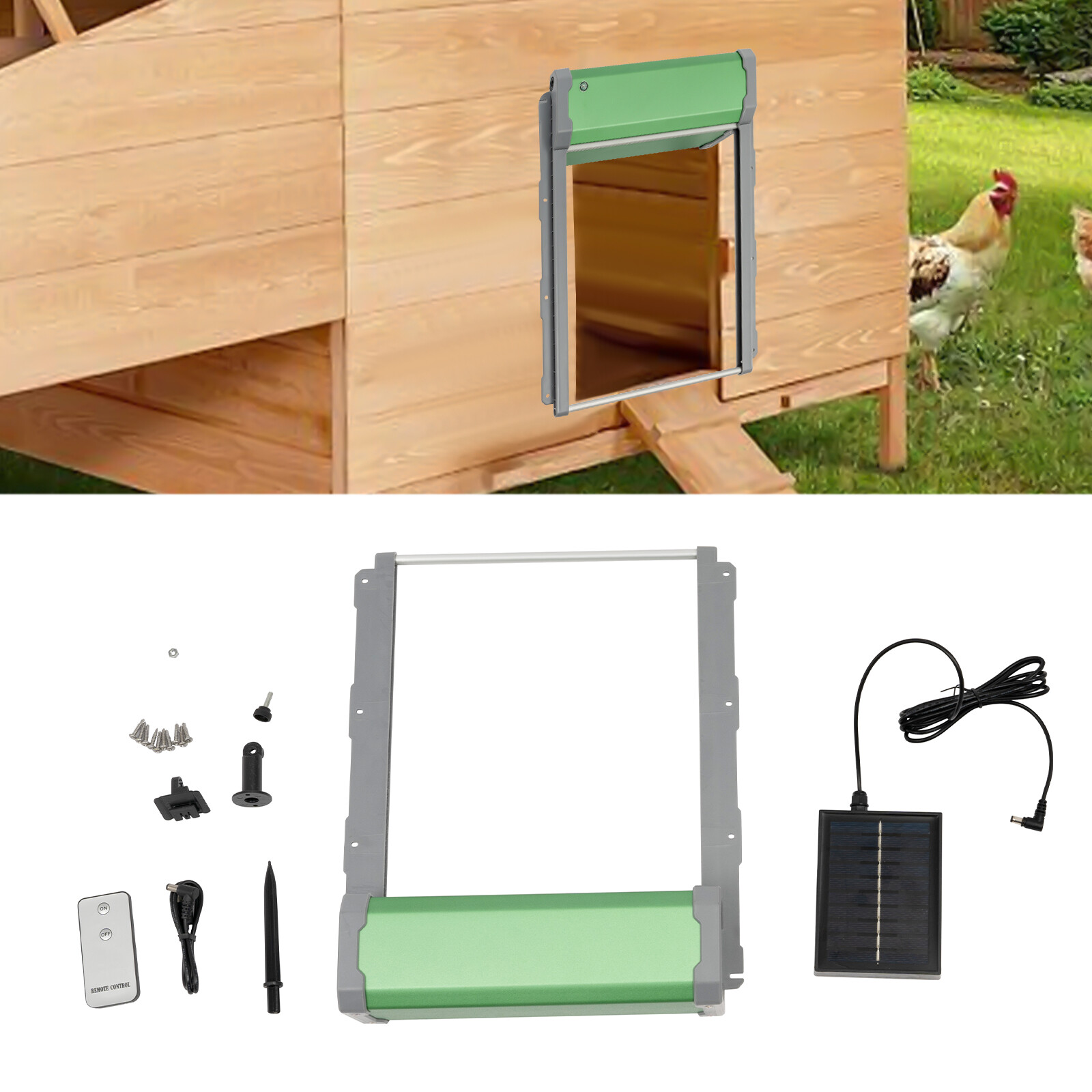 Automatic Chicken Coop Door Solar Powered with Light Sensor & Remote Control