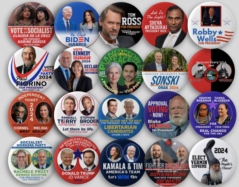 2024 Candidates Buttons SET COLLECTION President Political 3rd Parties LOT 2.25"