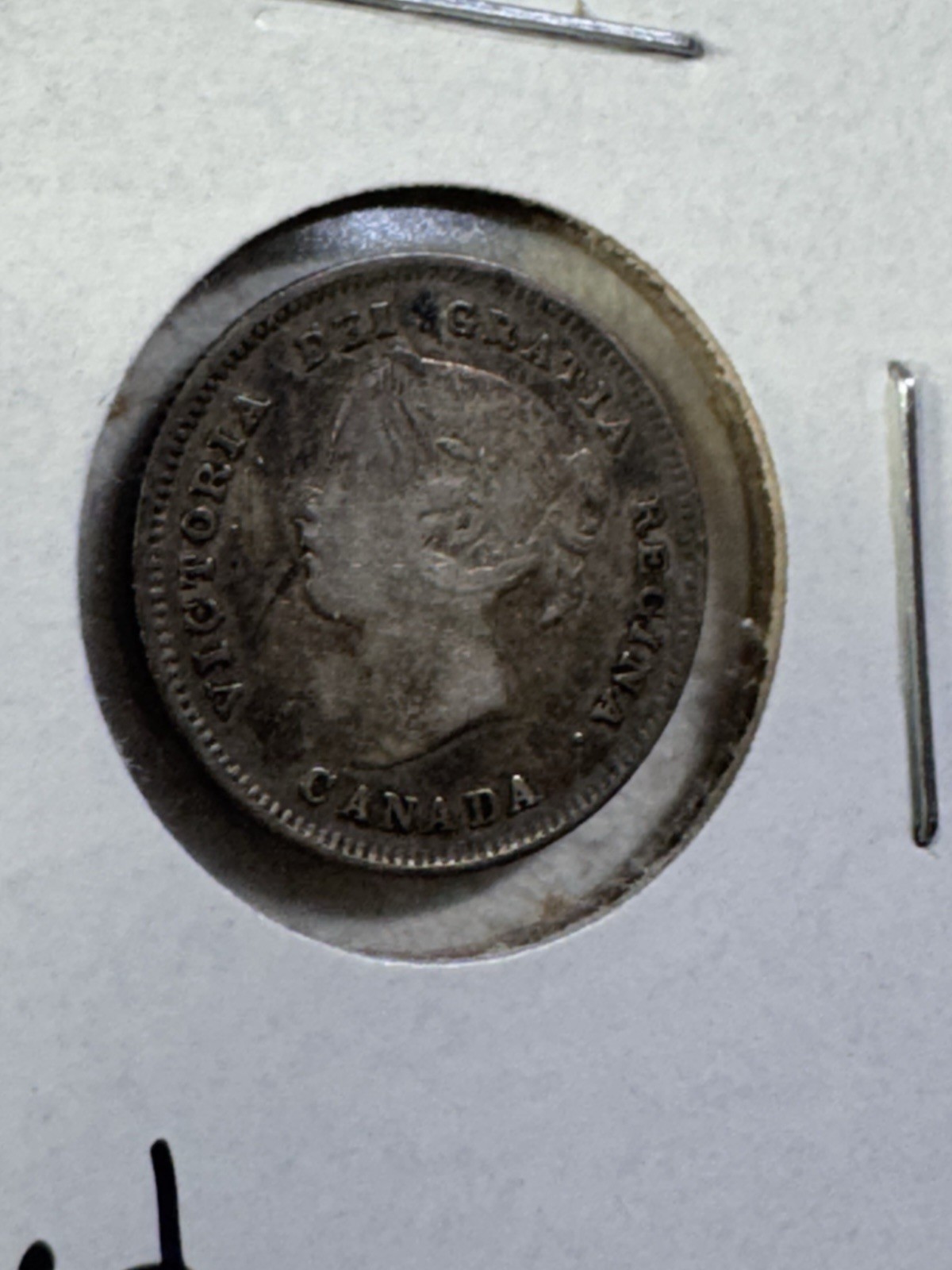 1891 Canada 5 Cents Small Silver Coin Cleaned