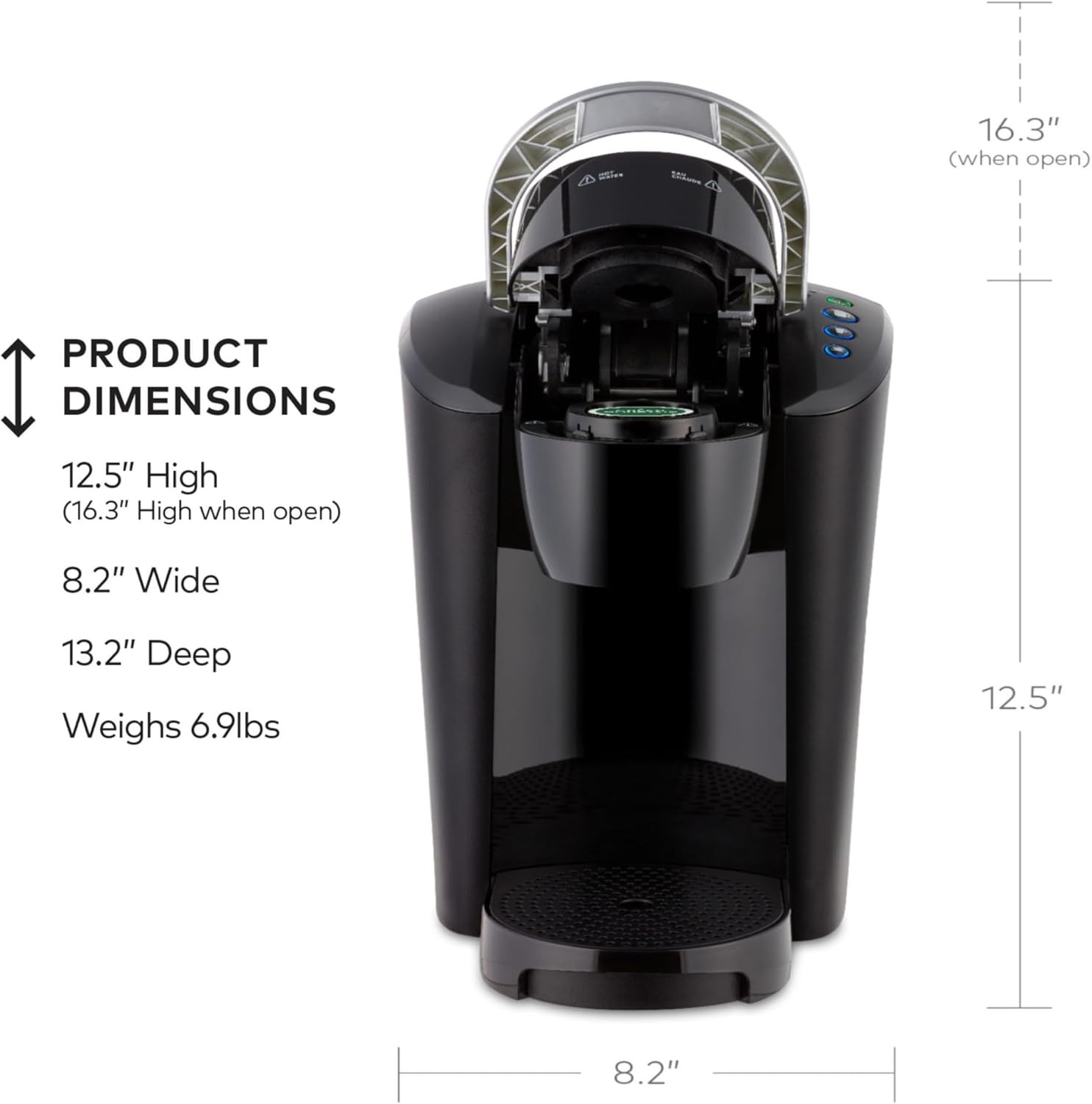 K-Compact Single-Serve K-Cup Pod Coffee Maker, with 3 Brew Sizes, Smart Start Fe