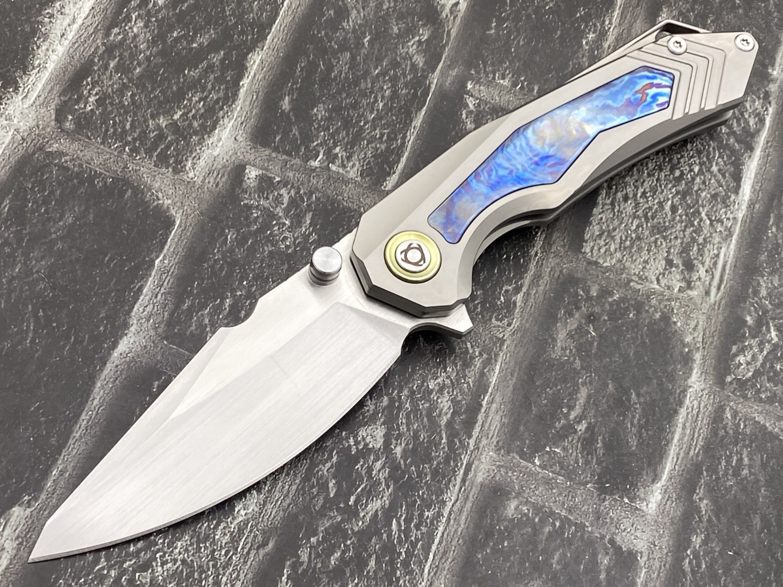 SixLeaf SL-100-Tima Folding Knife 14C28N Blade Titanium alloy+TiDamascus Handle