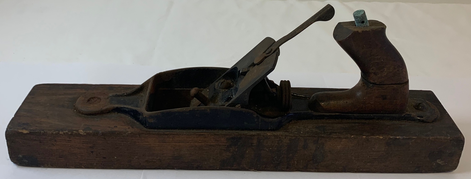 ANTIQUE WOODEN BLOCK PLANE ~ broken handle, 15 inches long