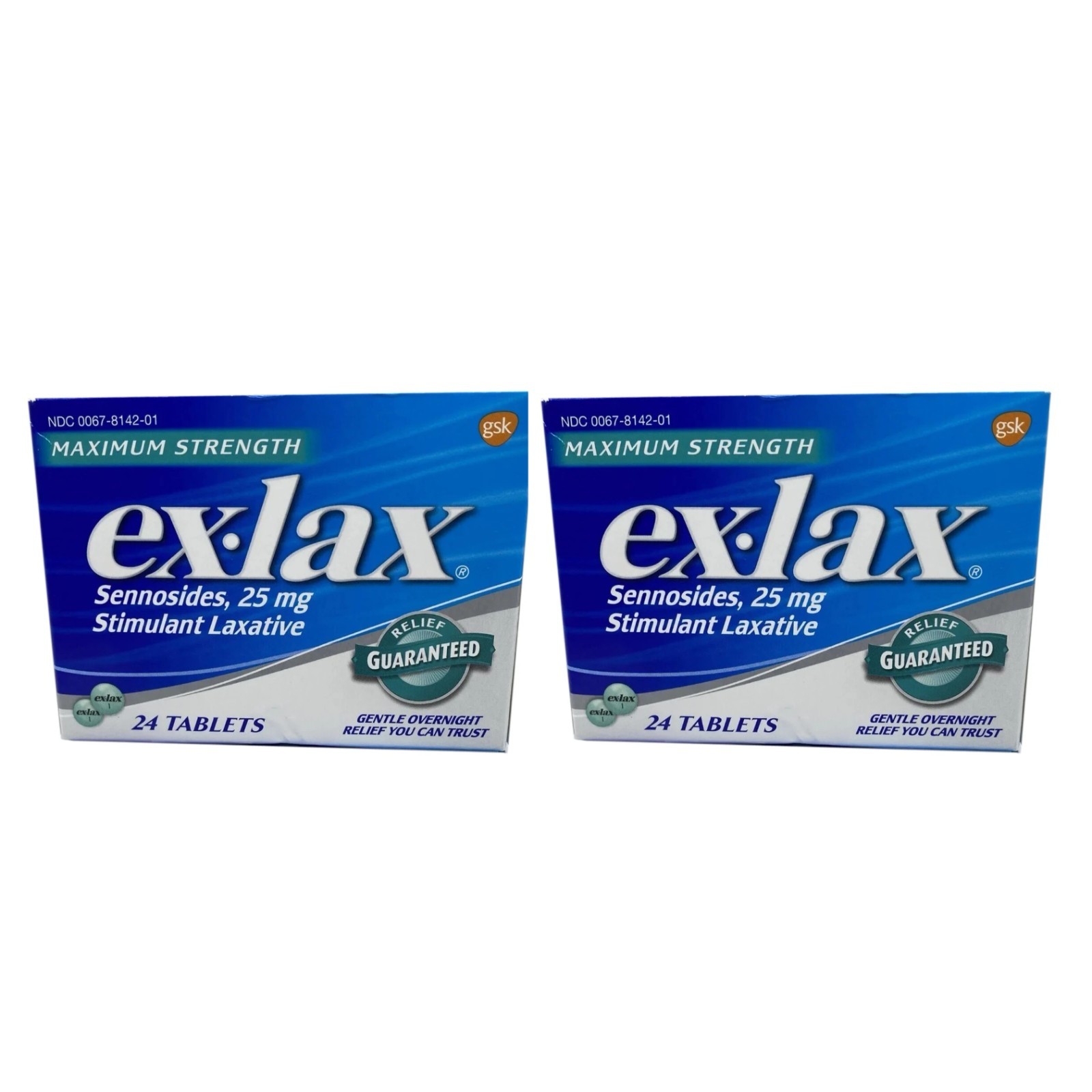 Ex-Lax Maximum Strength Senna 25mg Stimulant Laxative 24 Tablets 03/27 Lot of 2