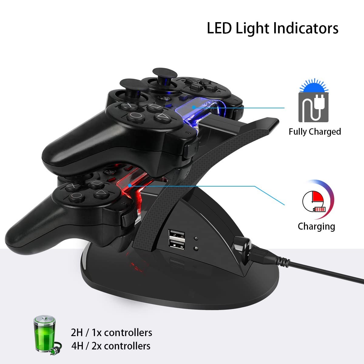 PS3 Controller Charger, Dual Console Charger Charging Docking Station Stand for