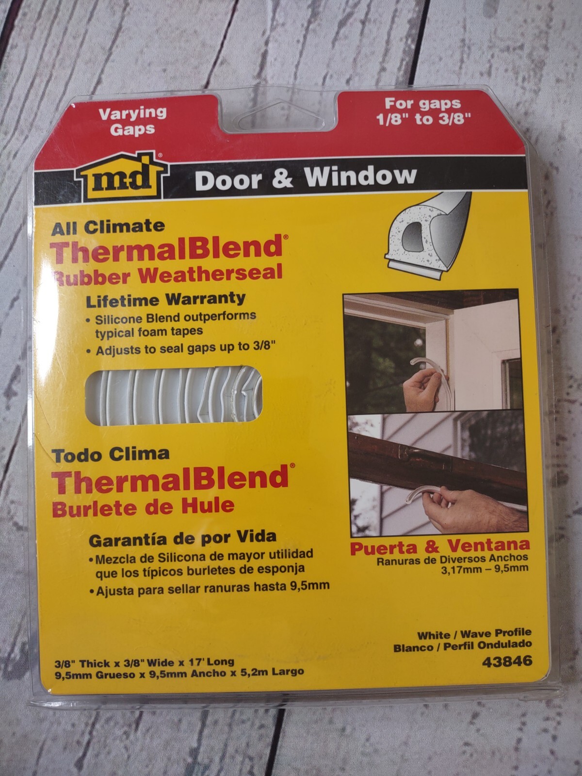 NEW!!  M-D BUILDING PRODUCTS 3/8 in. x 17 ft. White Silicone/Rubber Lifetime