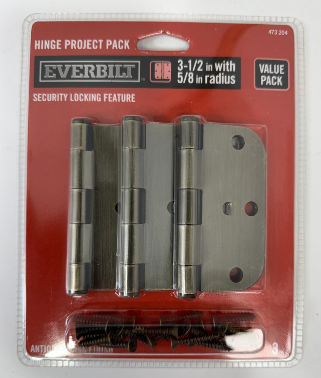 Everbilt 3 Pack of 3-1/2 in. Antique Brass 5/8 in. Radius Security Door Hinges