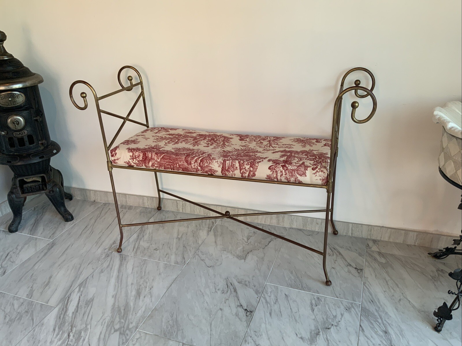 Bombay Company Upholstered Bench Handcrafted metal