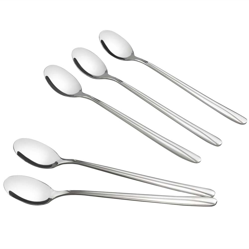 12 PCS Long Handle Spoon Stainless Steel Iced Tea Milkshake Cocktail Spoons