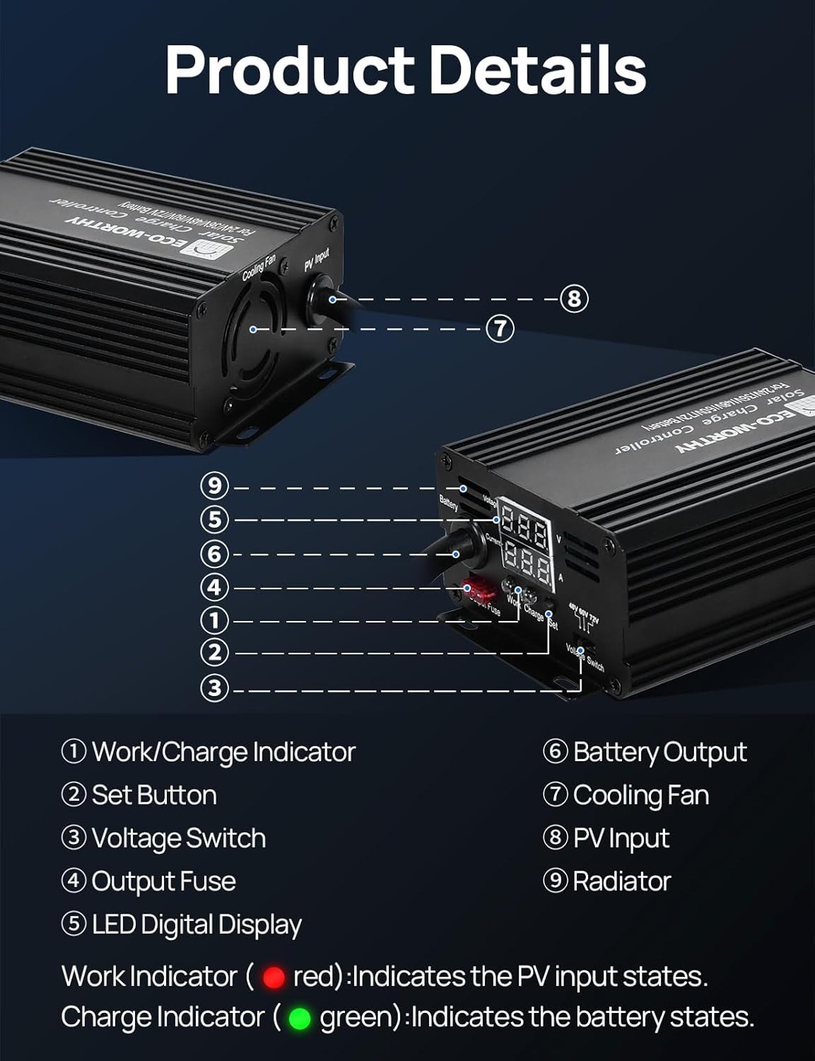 ECO-WORTHY 12A Boost MPPT Solar Charge Controller Solar Panel Regul... Fast Ship