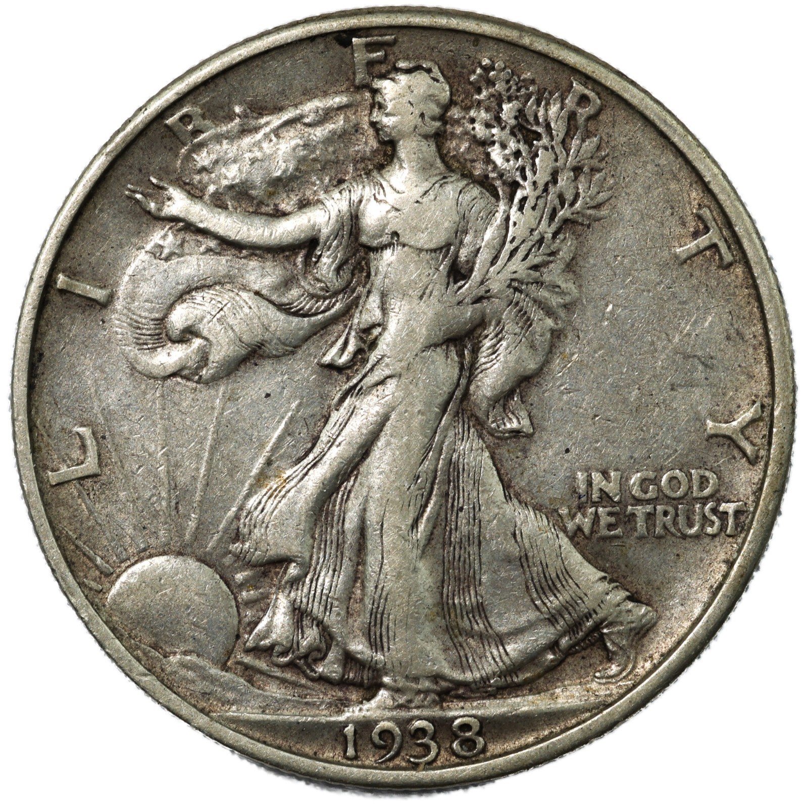 1938-D Denver Walking Liberty Half Dollar 50C Extremely Fine XF+