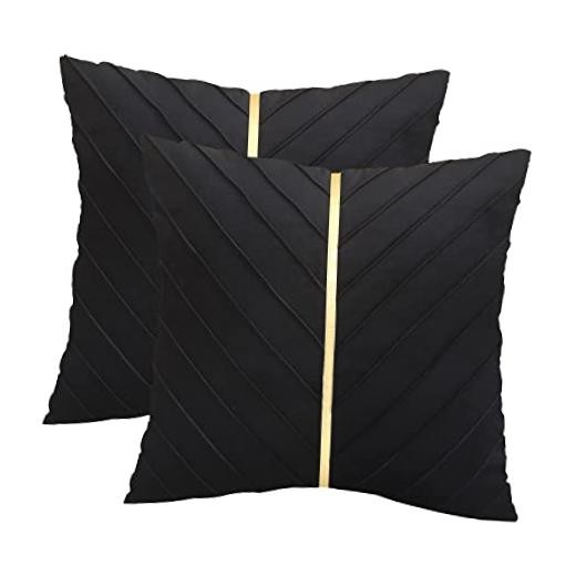 Velvet Throw Pillow Covers 26 x 26 Pack of 2 with 26" x 26" (Pack of 2) Black